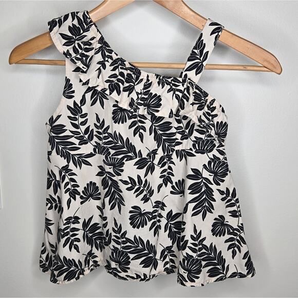 RACHEL ZOE 2 piece Black & Bone White Leaf Print Top & Shorts Set Girls Size 10 - Picture 2 of 9